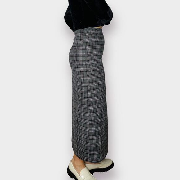 90s‎ Gray Purple Button Front Wool Skirt - Picture 4 of 5